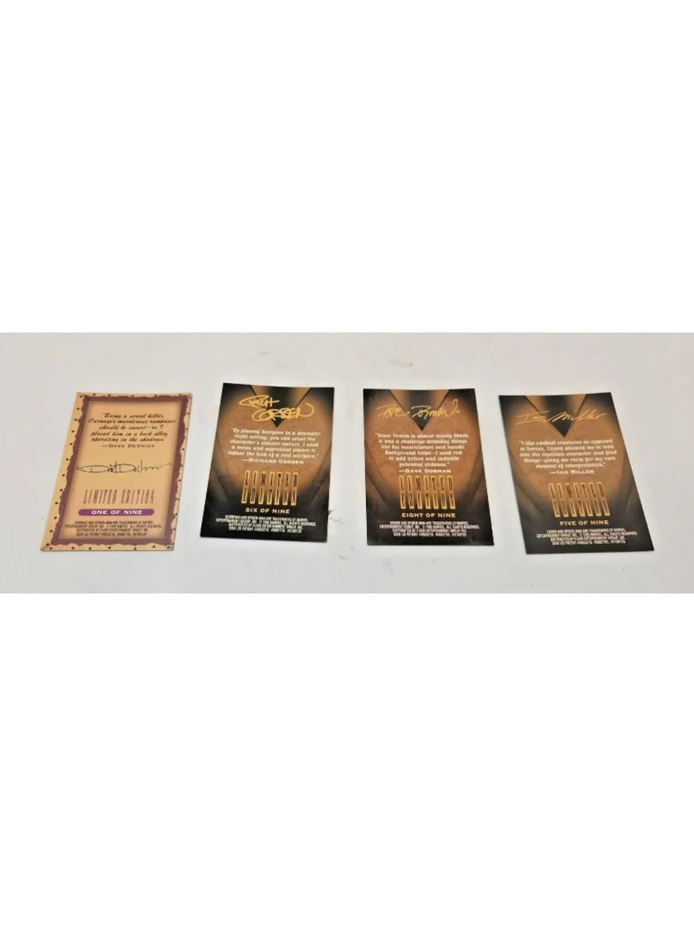 95 Fleer Ultra Spider Man - Golden Web Card Lot 4 Venom  Scorpion Carnage Lizard